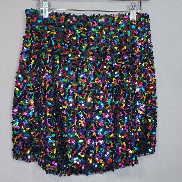 Nocturne Sequin Multi-color Party Mini Skirt Size M - NWT - Picture 1 of 6